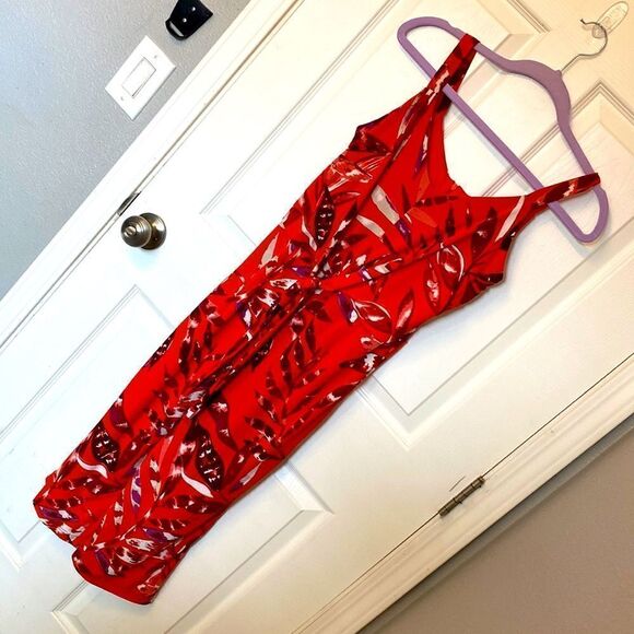 Enfocus Studio- Red cropped tropical print romper- Size 6 - Picture 1 of 9